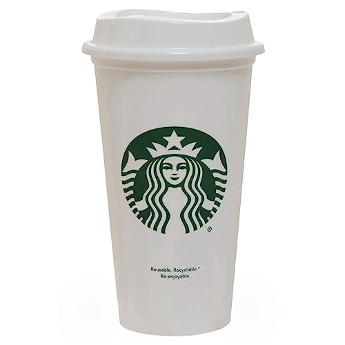 Starbucks Biały plastikowy kubek podróżny wielokrotnego użytku / kubek / kubek Grande Medium, 473 ml