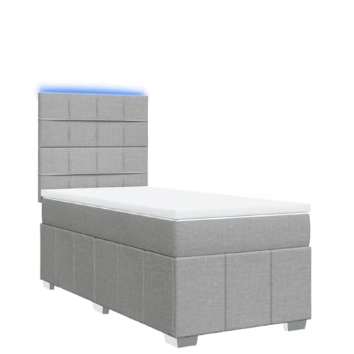 Genérico Wenjingqi Cama Box Spring con colchón Tela Gris Claro 90x200 cm, Gris 3293851