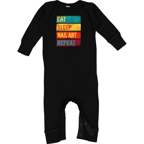 inktastic Nail Tech Eat Sleep Nail Art Repeat Baby Romper Coveralls Newborn Black 3b6f3