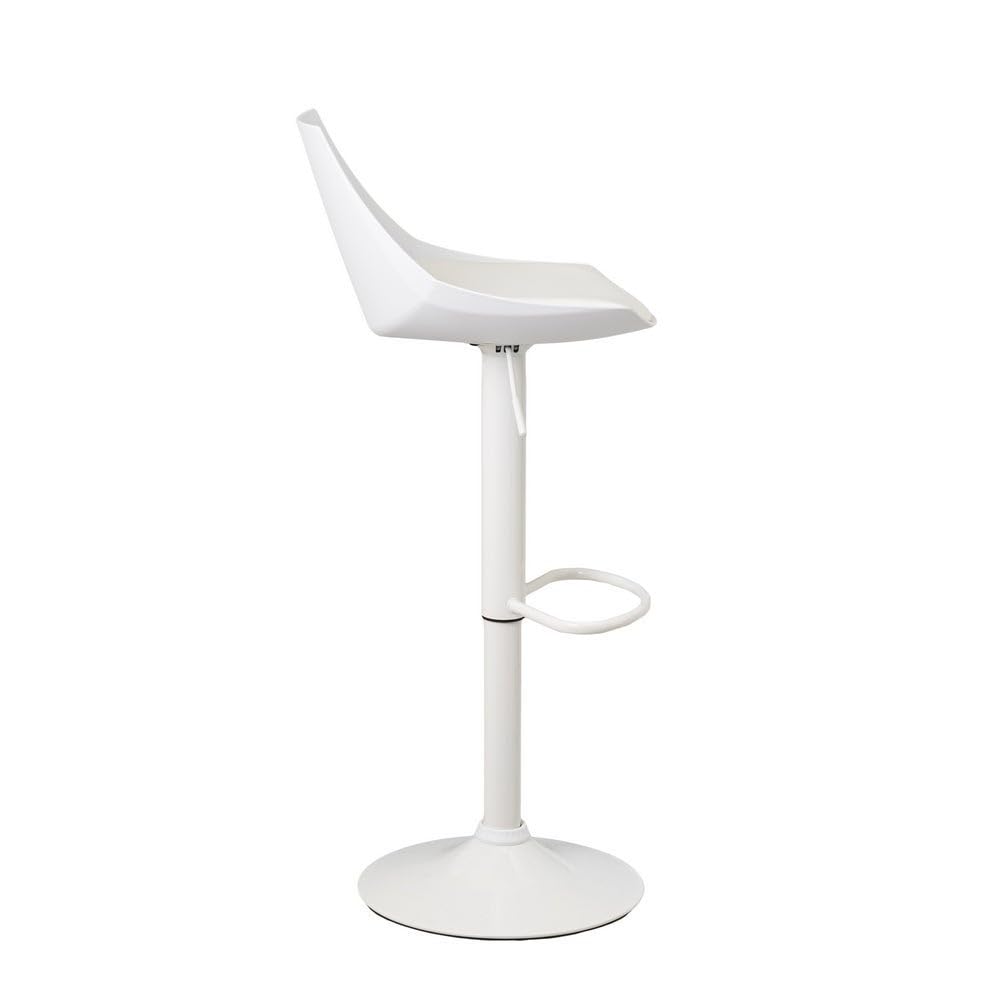 2 taburetes de cocina regulables en altura blancos con respaldo alto | Asiento acolchado y tapizado en poliel. Respaldo alto rígido. Altura ajustable de 83 a 104 cm. Resiste hasta 120 kg