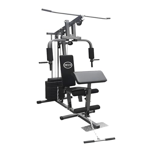 Estação Musculação 80Kg Multifuncional WCT Fitness Voador Barra Pulley Banco Scott Cadeira Extensora Academia Residencial Aparelho Ginástica Completo Treino Peito Perna Costa