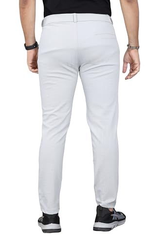 Image of Men's Regular Fit Self-Design Trousers | Mid-Rise Cotton Blend Pants for Work Stylish Formal Bottoms for Men (Pack of 1)