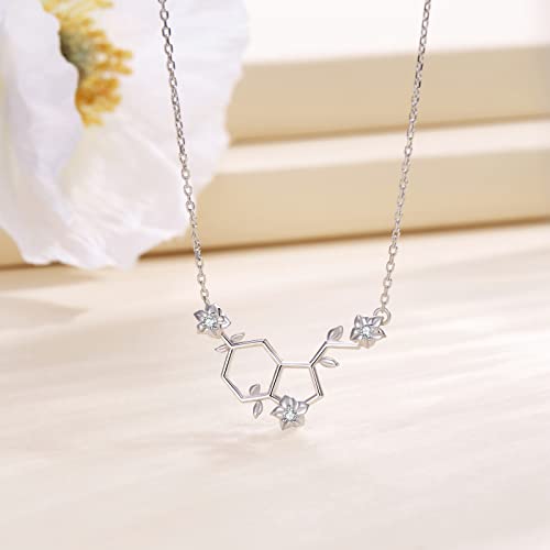 Happiness Serotonin Necklace for Women - 925 Sterling Silver Chemical Molecule Jewelry4
