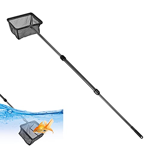 Pinsheng Épuisette Télescopique, Épuisette de pêche 105CM avec poignée Extensible, Epuisette de Pêche Pliable pour Fish Tank Aquarium (S)
