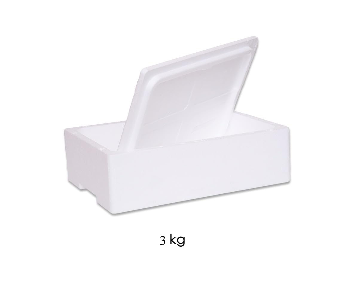 set 6 pezzi CASSA TERMICA IN POLISTIROLO da 3 kg/7,50 lt con coperchio - BOX CONTENITORI TERMICI - TRASPORTO ALIMENTI - 6 PEZZI (3 KG)