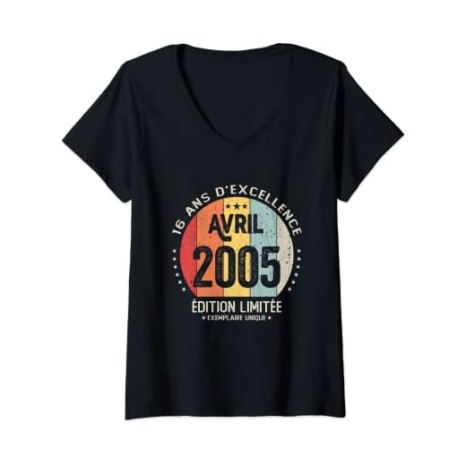 Mujer 16 años, cumpleaños, niño, niña, regalo de mayo de 2005. Camiseta Cuello V