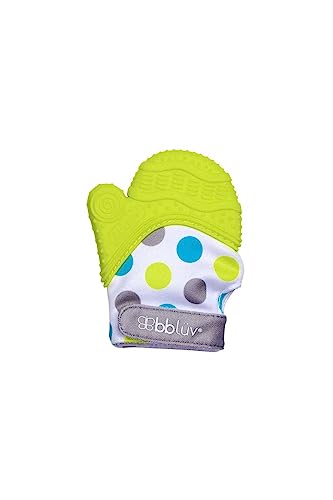bblüv Glüv Moufles Gants de Dentition en Silicone pour Bébé avec Pouce Opposable, Lime, 1 Pièce