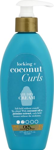 Image of OGX Locking Curls Cream | Coconut Infused | Air Dry Formula | Paraben Free | 6 oz Pack of 2