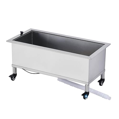 Generisch Lavandino in acciaio inox con ruote e scarico, autoportante, per lavanderia, garage e giardino