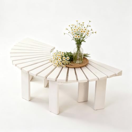 Banco de árbol semicircular de madera natural para jardín exterior 2