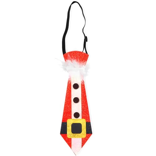Glittering Adjustable Christmas Tie, Elastic Xmas Necktie For Adults & Kids, Humorous Festive Neckwear, Party Decoration, Christmas Home Ornament