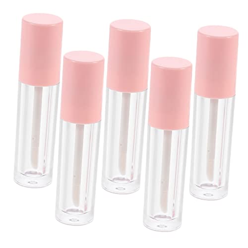 Vaguelly 5 Piezas Embotellado balsamo labial labiales lip gloss Botella de plástico brillo de labios vacío botellas cosméticas para labios tubos de esmalte de labios abdominales rosa