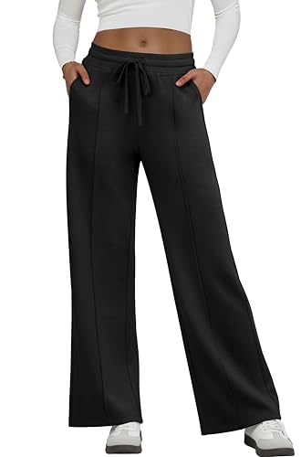 GRECERELLE Sweatpants Women Wide Leg High Waisted Baggy Pants Drawstring Workout Active Joggers Lounge Pants