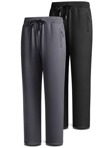 BULLIANT Jogginghose Herren 2er Hosen Herren Schlupfhose Jogginghosen Männer Freizeithose Sporthose Reisverschlusstaschen(Schwarz/Dunkelgrau XL)