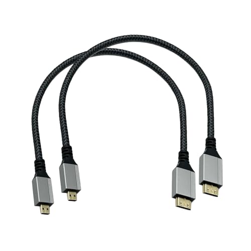 Seadream 4K Micro HDMI to Mini HDMI Cable Micro-HDMI Type D Male to Mini-HDMI Type C Male Cable Support 3D/4K 1080p Braided Nylon 2-Pack Aluminum Connectors (1FT)