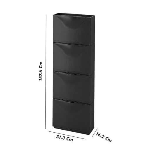 Image of TNT THE NEXT TREND Space Saving Shoe Rack Cabinet | Dustproof Flip Door Shoe Storage Organizer | Modern Minimal Shoe Stand for Entryway, Living Room, Bedroom & Hallway | Black Finish (Pack of 4)