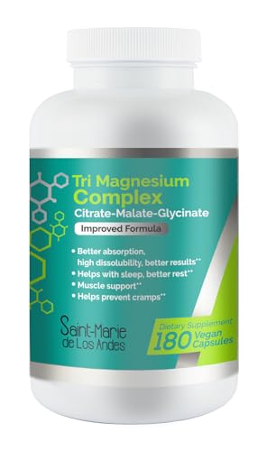 Image of Magnesium Complex Supplement (Glycinate, Citrate & Malate) - 180 Capsules (90 Day Supply) - 300mg Magnesium per Serving - Vegan