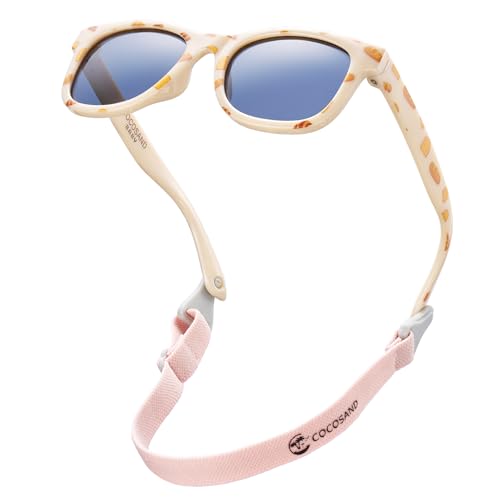 Image of COCOSAND Flexible Polarized Baby Sunglasses with Strap UV Protection for Toddler Infant Girl Boy Age 0-24 Months