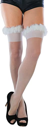Image of ToBeInStyle Women's Sheer Banded Thigh High Socking w /Opaque Band