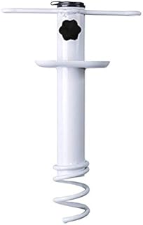 AMMSUN Beach Umbrella Sand Anchor, Metal Heavy Duty Outdoor Umbrella Base with Ground Anchor Screw Auger with Carry Bag Universal & One Size Fits All for Sun Protection, Shade, Strong Winds White