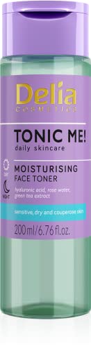 Delia Cosmetics - Tonic Me - Tónico Hidratante - Piel Sensible, Seca - Ácido Hialurónico, Pétalo de Rosa, Té Verde y Extracto de Manzanilla - Refresca, Calma, Hidrata - Vegano - 200ml