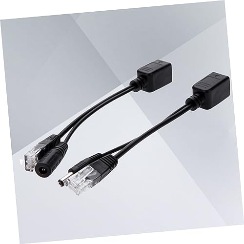2PCS POE Splitter Adapter Cable de conexión de cobre completo para Ethernet negro Compatible con inyectores POE para redes y oficina en casa miniatura 5