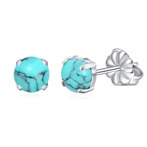 Limerencia G23 Hypoallergenic Pure Titanium Earrings Opal/Moonstone/Blue Turquoise Stud Earrings F136 Implant Grade|Delicate Jewelry for Sensitive Ears (5mm Turquoise)