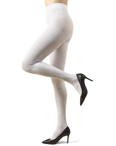 Image of MeMoi Boston Ribbed Cotton Sweater Tights, Warm Opaque Winter Tights