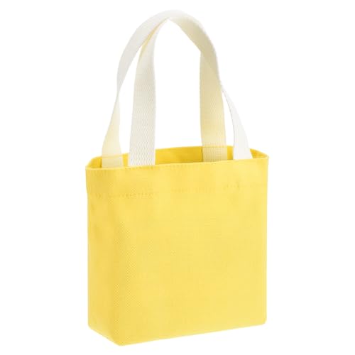 Image of sourcing map Small Solid Color Canvas Tote Bag for Women, 7 x 2 x 6 Inch Canvas Bags with Handle Lightweight Reusable Tote Cloth Pouch for Shopping Travel Daily Use, Crafts DIY, Yellow