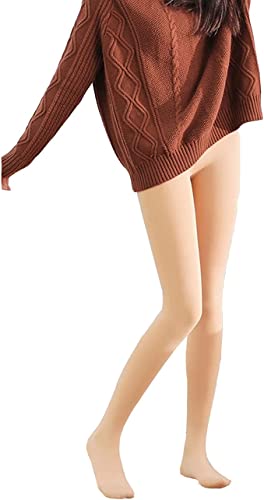 HYLR Damen Thermostrumpfhose Plüschstrümpfe Frauen Strumpfhose Winter Gefälschte Durchscheinende Warme Fleece Strumpfhosen Makellose Beine Leggings Fleece Gefüttert Winter Thermal Opaque Tights Cover