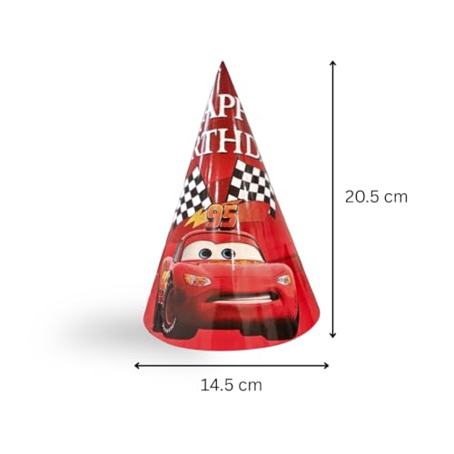 Image of Wanna Party Racing Cars Birthday Caps, Boys Party Conical Hats - Pack of 8 | Car Theme Kids Party Caps for Boys Birthday Celebration, Racing Theme Costume Accessories & Party Supplies