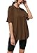 AirMood Damen Oversized Loose Fit T Shirts Tops Sommer Kurzarm Oversize Tee T-Shirt, braun, M