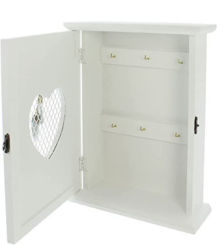 POPAPIE Schlüsselkasten Aus Holz - Vintage Design Mit 6 Haken Zur Wandmontage