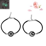 IBHOO Long Distance Touch Bracelets, Touch Bracelets for Couples, Pulseras Que Vibran a La Distancia, Sun and Moon Glass Luminous Bracelet