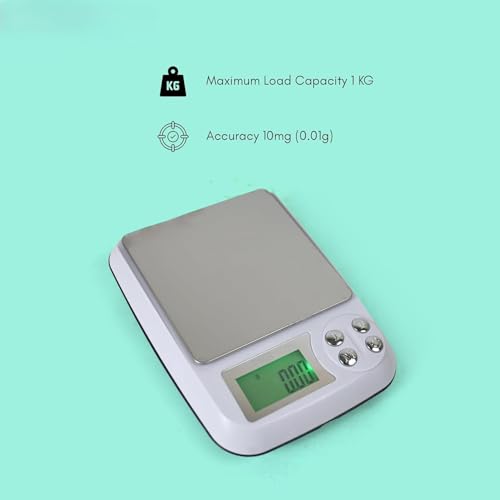 Image of Jewellery Weighing Scale 0.1g-1000g Digital Pocket | High Accuracy Gold Weight Machine Digital with Tare & PCS | Compact Mini Scale with Dual Trays for Gold, Gems & Precision Use