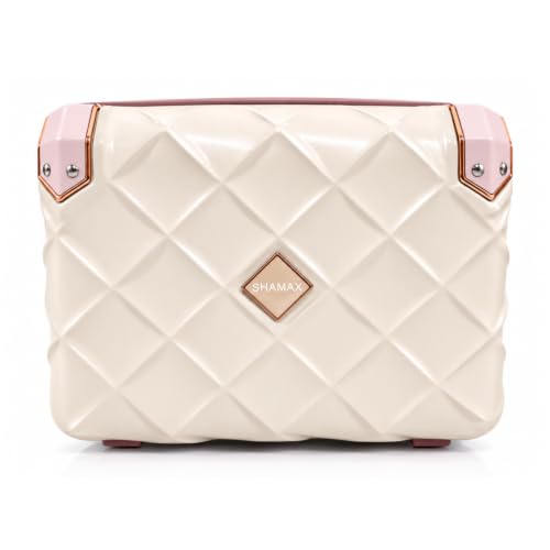 Image of Shamax Vanity Box Organiser Case (Waterproof) ABS (Travel-Friendly) Stylish Cosmetic Storage Box for Jewellery, Skincare & Beauty Storage Travel Cosmetic Case (28x16.5x30 cm) (762-Beige)