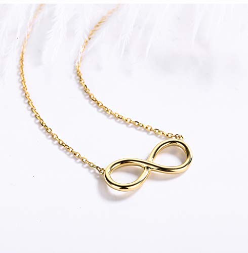 Carleen 14K Solid Yellow Gold Small Cute Infinity Pendant Necklace Dainty Simple Fine Jewelry Anniversary Mother's Day Gifts For Mom Wife Women Girls,16+2'' Solid Gold Chain 19X 8Mm #TOP2