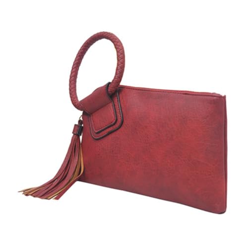 Image of NGIL Faux Leather Mini Wristlet Purse | Women's Handbag, Fashion Wristlet Wallet, Compact Everyday Purse with Fringe Tassel