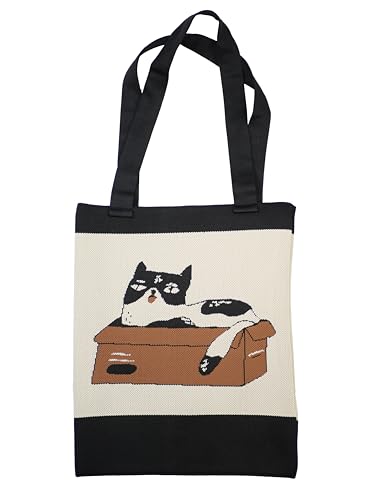 Shoulder bag for Women Crocheted Bags Large Knit Tote Aesthetic for School Cute DogTote Bags Beach Tote - Main Image