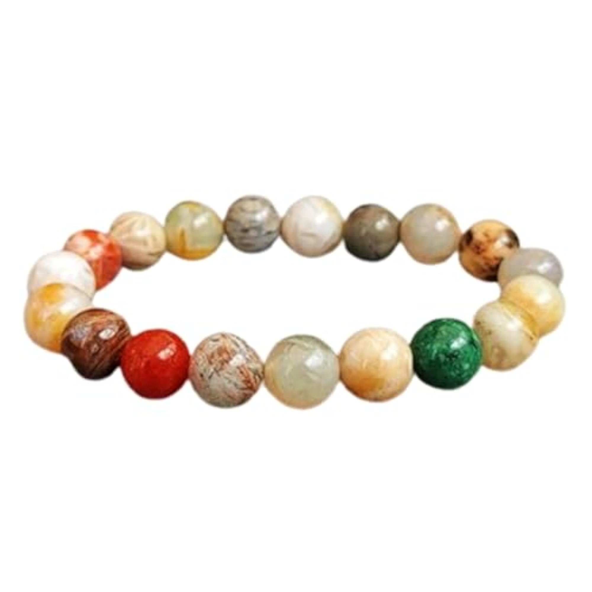 Natural Moroccan Agate 8mm Round Beads Stretchable Bracelet, Unisex