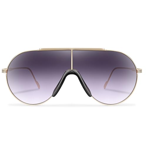 BOTPOV Retro Oversized Round Sunglasses for Women Men Vintage Large Metal Shades Classic Fashion Sunnies BP3383 Gold/Gradient Grey