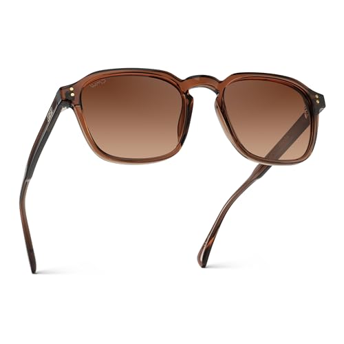 Image of WearMe Pro Men's Polarized Square Sunglasses - Wide Fit, Retro Style, UV400, Lightweight Frame for Driving & Daily Wear