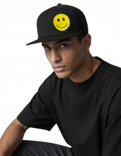 Image of Tai & Zai Black Snapback Hat with Printed, Adjustable Flat Brim Cap, Six Hole Breathable Design