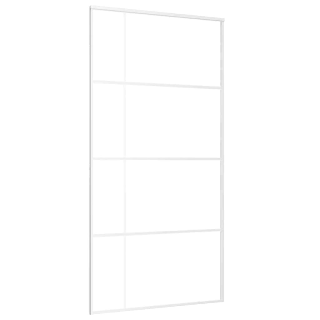 Puerta corredera ESG Vidrio y Aluminio Blanca 102,5x205 cm Puerta Corredera de Cristal para Baño Salón Sala de Estar Cocina Blanco Esmerilado