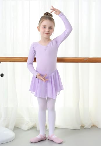 Image of MdnMd Toddler Ballet Leotards for Girls Dance Leotards with Skirt Gymnastic Ballerina Outfit Dress Classic Short Sleeve