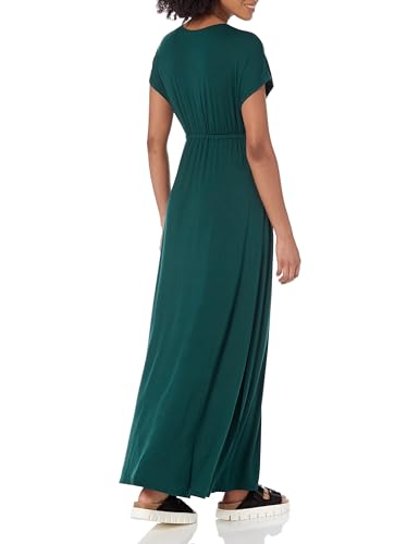 Image of Amazon Essentials Women's V Neck Short Sleeve Waisted Maxi Dress (Available in Plus Size)