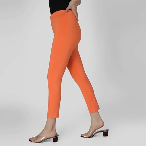 Image of ON&ON Women's Cotton Stretchable Slim Fit Straight Pants Trouser for Casual Wear and Office Wear