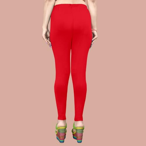 Image of Women's Solid Mid Rise Slim Fit Ankle Length Leggings - Comfortable and Stylish Yoga Pants for Workout, Running and Everyday Wear