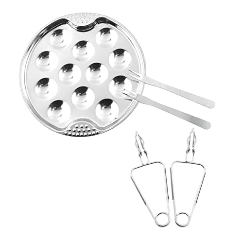 Mikikit 1Juego Conjunto de Placa de Caracol Inoxidable para Servir Escargots Diseño Ergonómico y para Cocinas y Restaurantes