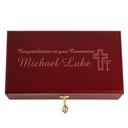 Let's Make Memories Personalized Locking Heirloom First Communion Keepsake Box – Memento Storage – Celebrate Faith – Engrave with Name